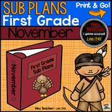 First Grade Sub Plans [November-Thanksgiving]