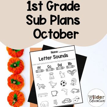 Preview of First Grade Sub Plans for October | No Prep Emergency Sub Plans