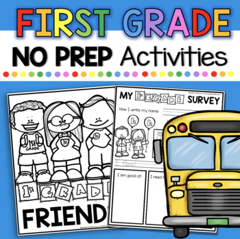 Preview of First Grade Back to School Packet - Worksheets - First Week of School Activities