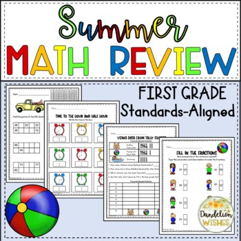 Preview of First Grade Summer Math Review End of Year