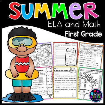 Preview of First Grade Summer Packet (1st to 2nd Grade) - ELA and Math Morning Work Packet