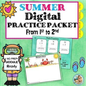 Preview of First Grade Summer Packet Review | GOOGLE Slides 