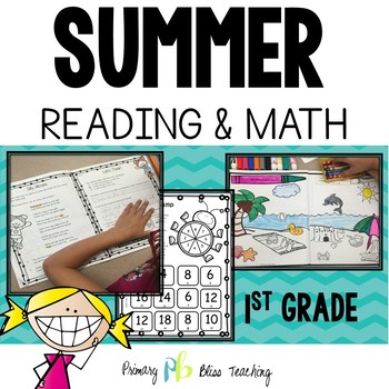 Preview of First Grade Summer Reading and Math Activities