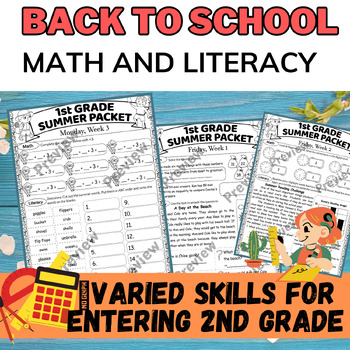 Preview of Back To School Review / Math and ELA Activities for 1st Grade Entering 2nd Grade