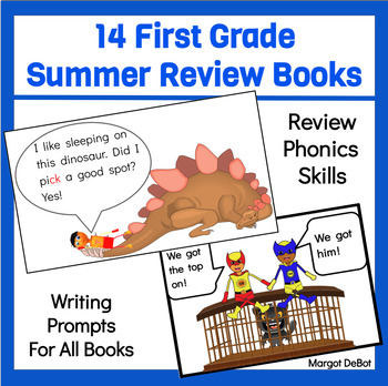 Preview of First Grade Summer School Review Books with Phonics Skills and Writing