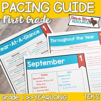 Preview of First Grade TEKS Year Planner-Back to School-Texas 1st Curriculum Pacing Guide