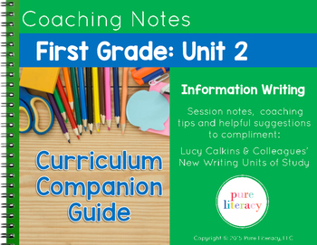 Preview of First Grade Unit 2 Information Writing Curriculum Companion Guide