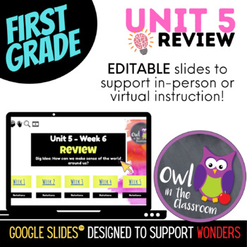 Preview of First Grade - Unit 5 Review (Google Slides™) - Aligned with WONDERS 2017