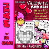First Grade-Valentine Math Mazes. Add up to 11-20, skip co