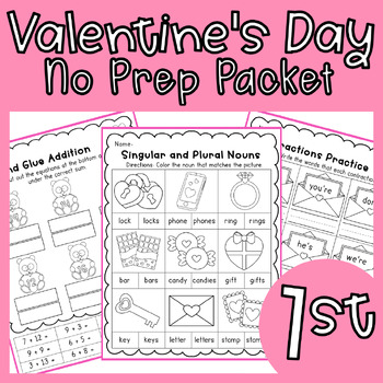 Preview of First Grade Valentine's Day Packet
