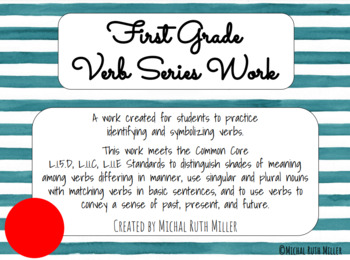 Preview of First Grade Verb Series Work