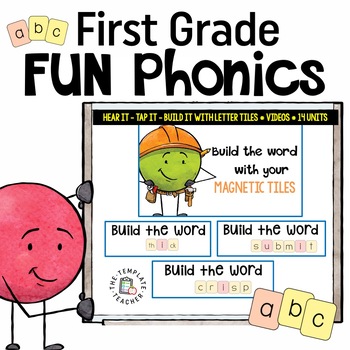 Preview of First grade FUN Phonics Practice Review with Magnetic Letter Tile Unit 1