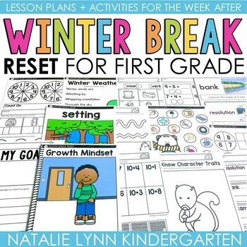 Preview of First Grade Winter Break Reset Week After Winter Break Lesson Plans Review