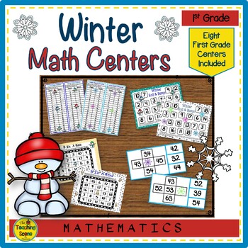 Preview of First Grade Winter Math Centers: Math Facts, Ten Frames, Number Order & More