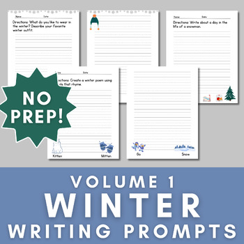 Preview of First Grade Winter Writing Prompts