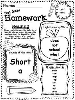 first grade wonders homework