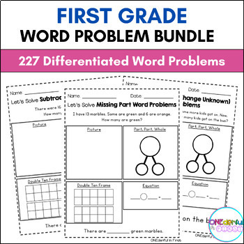 Preview of First Grade Word Problem Bundle - 227 Differentiated Word Problems