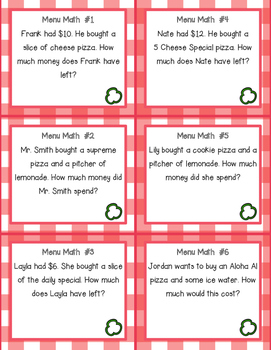 First Grade Word Problems: Pizza Math by Primary Pearls | TpT