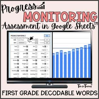 Preview of Phonics Assessment for Decodable Word Progress Monitoring - First Grade Words