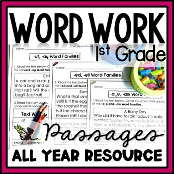 Preview of First Grade Word Work and Phonics Focused Passages and Activities - SOR Aligned