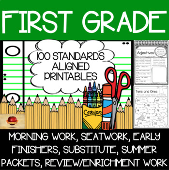 Preview of First Grade Worksheets {100 Standards Aligned Printables}