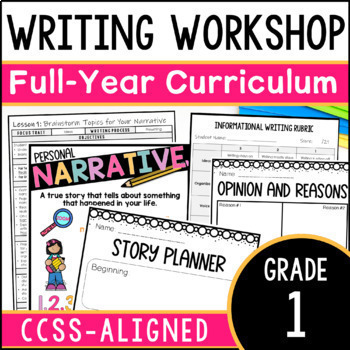 Preview of 1st Grade Writing Curriculum Bundle - Yearlong Writing Workshop Lessons 70% OFF
