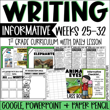 Preview of First Grade Writing Curriculum INFORMATIVE Weeks 25 to 32 Digital & Paper