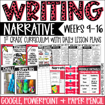 Preview of First Grade Writing Curriculum NARRATIVE Weeks 9 to 16 Digital & Paper