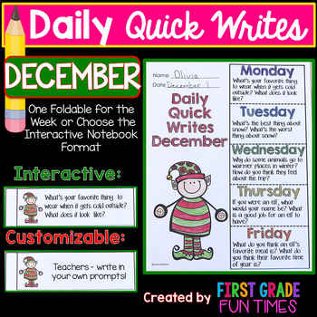 Preview of Christmas Writing Prompts for December Christmas Activities