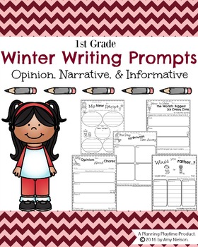 Preview of First Grade Writing Prompts - Winter
