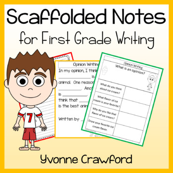 Preview of First Grade Writing Scaffolded Notes | Writing Process Activities & Worksheets