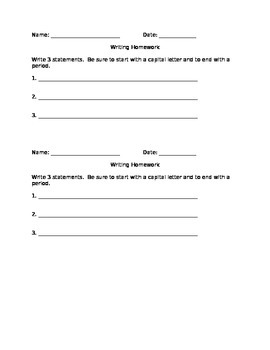 First Grade Writing Statements Worksheet by Michelle Cox | TpT