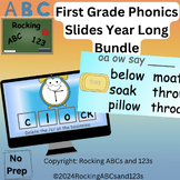 First Grade Year Long Phonics words: slides to read, spell
