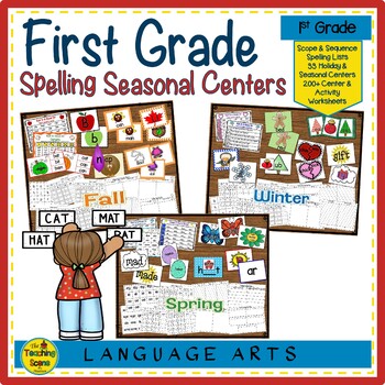 Preview of First Grade Year Long Spelling Units, Centers & Activities