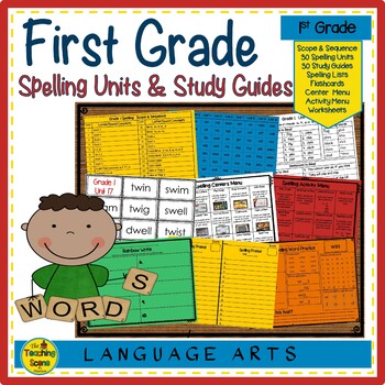 Preview of First Grade Year Long Spelling Units, Study Guides & Activities