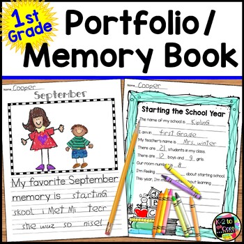 Preview of First Grade Yearlong Memory Book | Paragraph Writing Prompts | Student Portfolio