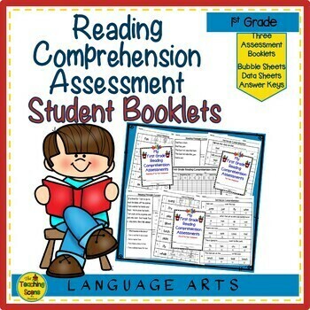 Preview of First Grade Yearly Reading Comprehension Assessment Booklets & Data Sheets