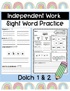 Preview of First Grade and Second Grade Sight Word Practice - Independent Work Packet