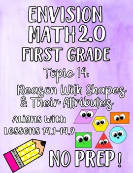 Preview of First Grade enVision Math 2.0 Topic 14 No Prep Print And Go