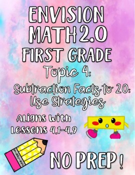 Preview of First Grade enVision Math 2.0 Topic 4 Subtraction Strategies NoPrep Print And Go