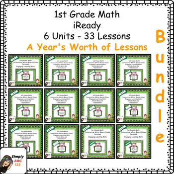 Preview of First Grade iReady Ⓡ Aligned Math Year Long Bundle Slides and Activities