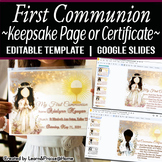 First Holy Communion Certificate or Keepsake Page | Editab