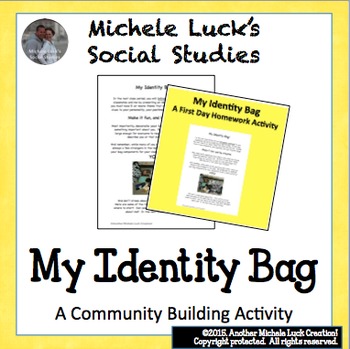 Preview of First Homework Assignment Identity Bag for Back to School Community Building