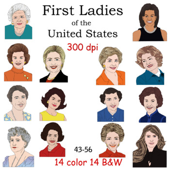 Preview of First Ladies of the United States 43-56 clip art