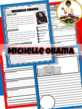 Preview of First Lady Michelle Obama Biography Reading Comprehension | Womens History Month