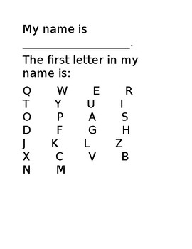 Preview of First Letter in Name