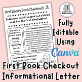 First Library Book Checkout Letter - Parent Guardian Lette