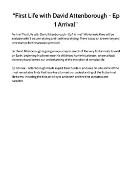 Preview of First Life with David Attenborough - Ep 1 Arrival PDF