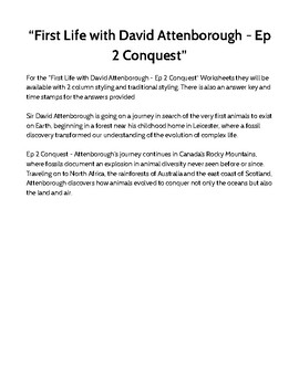 Preview of First Life with David Attenborough - Ep 2 Conquest PDF