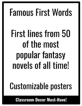 Preview of First Lines of Books Posters - Fantasy